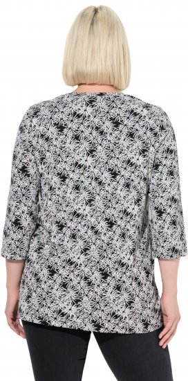 Ulla Popken Graphic Flower A-Line 3/4 Sleeve Tee Soft Light Blue - Majice - 
