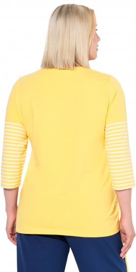 Ulla Popken Paper Boat Print 3/4 Sleeve Tee Sun Yellow - Tiskana majica za žene - 