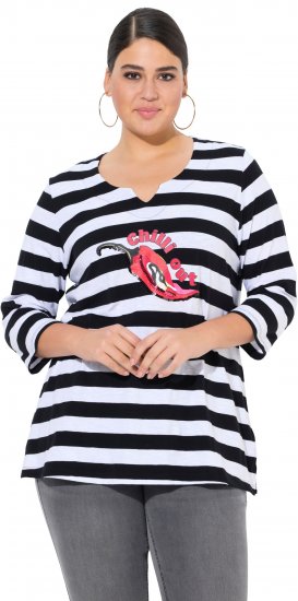 Ulla Popken Chilli Pepper Sequined 3/4 Sleeve Graphic Tee Black - Majice - 