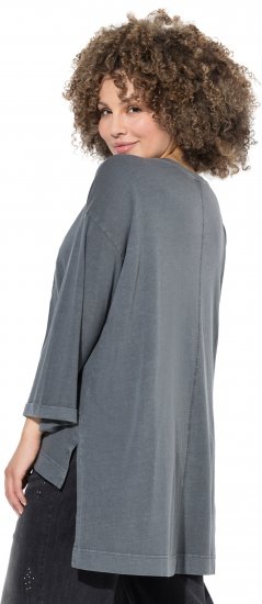 Ulla Popken 87 Applique Oversized Long Sleeve Tee Graphite Grey - Majice - 