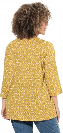Ulla Popken Graphic Print Pleated 3/4 Sleeve Tee Mocha Brown - Majice - 