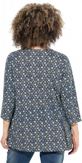 Ulla Popken Graphic Print Pleated 3/4 Sleeve Tee Atlantic Blue - Majice - 
