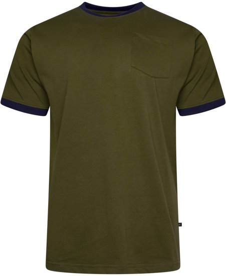 Kam Jeans 5781 Ringer Tee with Shoulder Tape Dark Olive - Majice Kratkih Rukava - Muške Majice Kratkih Rukava Veliki Brojevi 