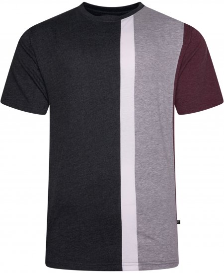 Kam Jeans 5782 Cut and Saw Vertical Stripe Tee Charcoal - Majice Kratkih Rukava - Muške Majice Kratkih Rukava Veliki Brojevi 