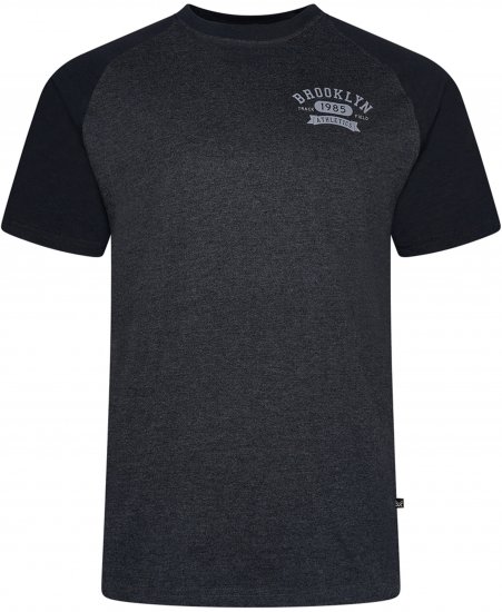 Kam Jeans 5783 Raglan Tee with Brooklyn Chest Print Black - Majice Kratkih Rukava - Muške Majice Kratkih Rukava Veliki Brojevi 