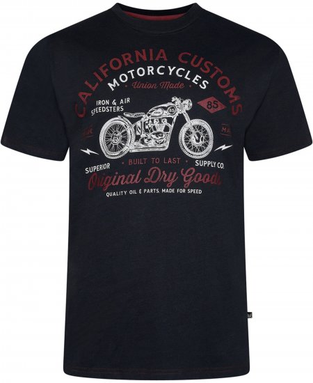 Kam Jeans 5787 California Customs Print Tee Black - Majice Kratkih Rukava - Muške Majice Kratkih Rukava Veliki Brojevi 