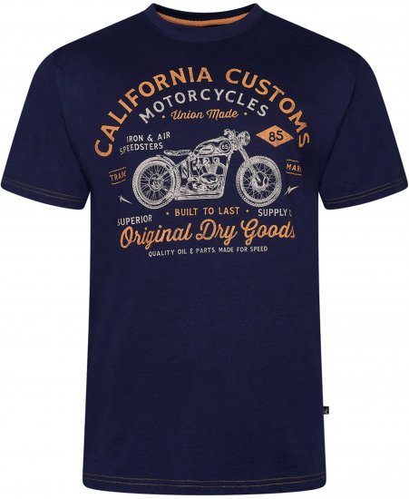 Kam Jeans 5787 California Customs Print Tee Navy - Majice Kratkih Rukava - Muške Majice Kratkih Rukava Veliki Brojevi 
