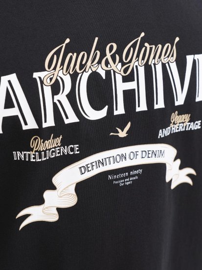 Jack & Jones Dover Denim O-Neck T-Shirt Black - Majice Kratkih Rukava - Muške Majice Kratkih Rukava Veliki Brojevi 
