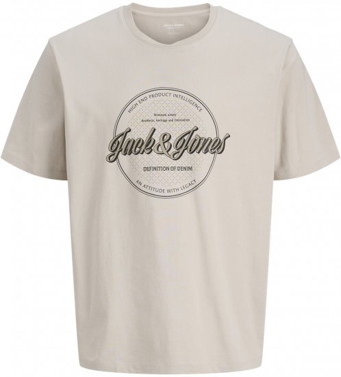 Jack & Jones Dover Denim O-Neck T-Shirt Moonbeam Grey - Majice Kratkih Rukava - Muške Majice Kratkih Rukava Veliki Brojevi 