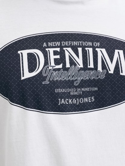 Jack & Jones Dover Denim O-Neck T-Shirt White - Majice Kratkih Rukava - Muške Majice Kratkih Rukava Veliki Brojevi 