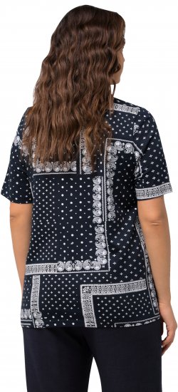 Ulla Popken Paisley A-Line Short Sleeve Tee Navy Blue - Tiskana majica za žene - 