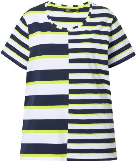 Ulla Popken Mix Stripe Short Sleeve Tee Lime - Tiskana majica za žene - 