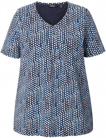 Ulla Popken So Many Dots Tee Navy Blue - Tiskana majica za žene - 