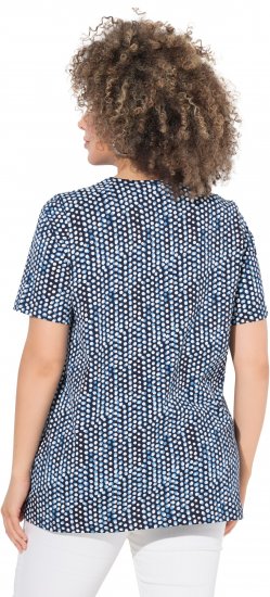Ulla Popken So Many Dots Tee Navy Blue - Tiskana majica za žene - 