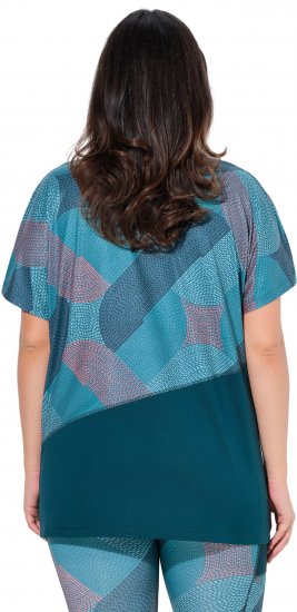 Ulla Popken Quick Drying Geometric Print Short Sleeve Tee Dark Petrol - Tiskana majica za žene - 
