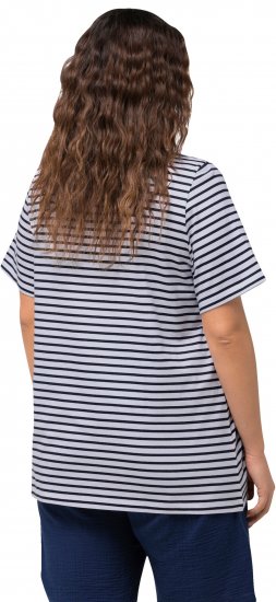 Ulla Popken Palm Tree Embroidered Tee Navy Blue - Tiskana majica za žene - 