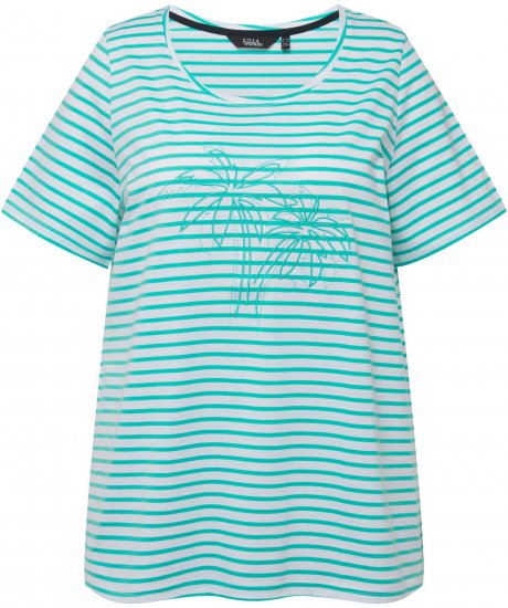 Ulla Popken Palm Tree Embroidered Tee Turquoise Green - Tiskana majica za žene - 