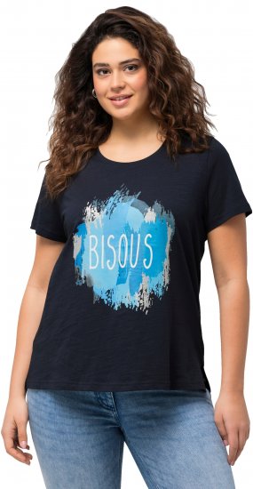 Ulla Popken BISOUS Short Sleeve Graphic Tee Navy Blue - Tiskana majica za žene - 