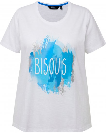 Ulla Popken BISOUS Short Sleeve Graphic Tee Snow White - Tiskana majica za žene - 