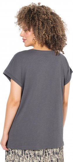 Ulla Popken LOVE Short Sleeve Graphic Tee Graphite Grey - Tiskana majica za žene - 