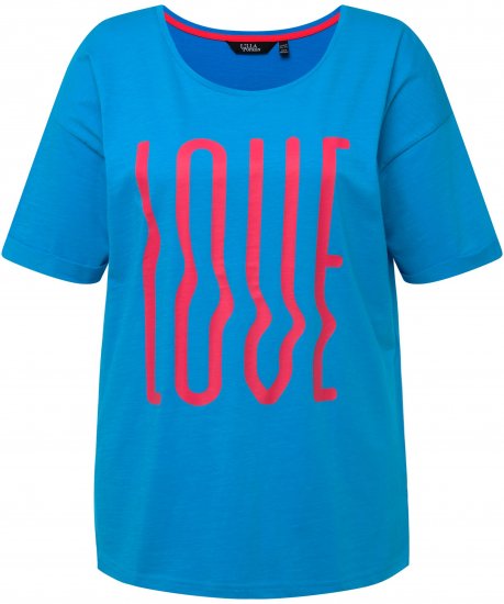 Ulla Popken LOVE Short Sleeve Graphic Tee Sapphire Blue - Tiskana majica za žene - 