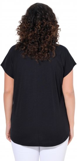 Ulla Popken Metallic Animal Cap Sleeve Graphic Tee Black - Tiskana majica za žene - 