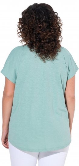 Ulla Popken Metallic Animal Cap Sleeve Graphic Tee Light Green - Tiskana majica za žene - 