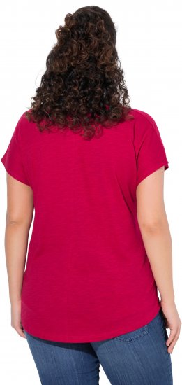 Ulla Popken Metallic Animal Cap Sleeve Graphic Tee Dark Raspberry - Tiskana majica za žene - 