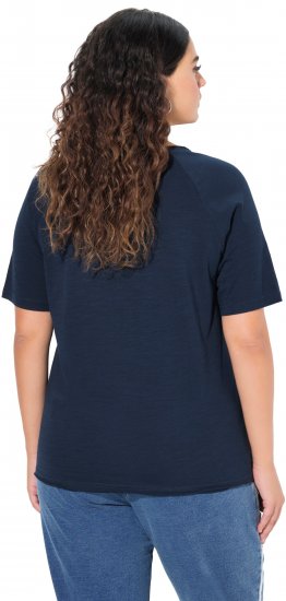 Ulla Popken TRUE Lettering Short Sleeve Tee Navy Blue - Tiskana majica za žene - 