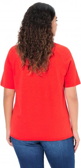 Ulla Popken TRUE Lettering Short Sleeve Tee Neon Red - Tiskana majica za žene - 
