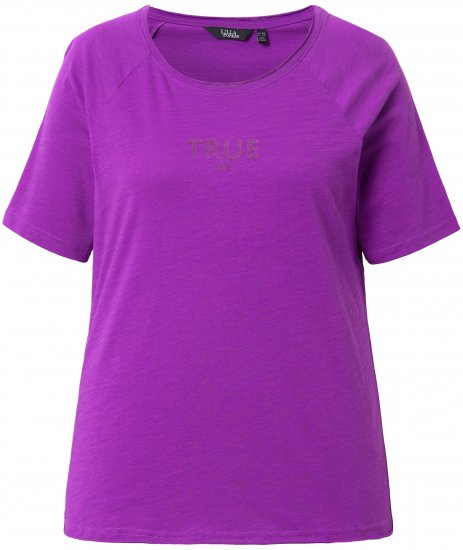 Ulla Popken TRUE Lettering Short Sleeve Tee Purple - Tiskana majica za žene - 
