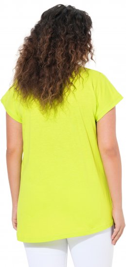 Ulla Popken Half-Sleeve A-line V-Neck Boat Pattern T-Shirt Lime - Tiskana majica za žene - 