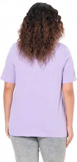 Ulla Popken Metallic Feather Short Sleeve Graphic Tee Lavender - Tiskana majica za žene - 