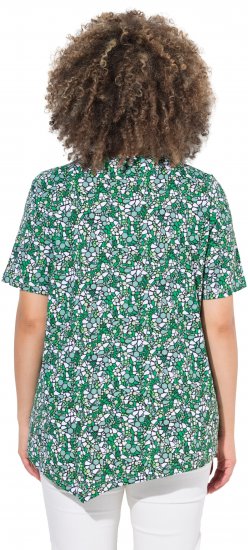 Ulla Popken Floral Pointed Hem Short Sleeve Tee Green - Tiskana majica za žene - 