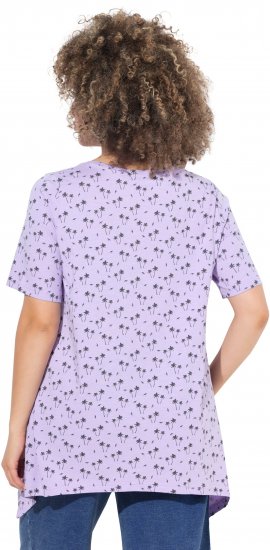 Ulla Popken Palm Tree Print Pointed Hem Tee Lavender - Tiskana majica za žene - 
