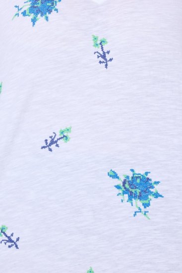 Ulla Popken Cross Stitch Short Sleeve Tee Snow White - Tiskana majica za žene - Ženske majice s printom