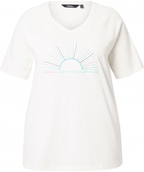 Ulla Popken Embroidered Sunrise Lettering Tee Off-White - Tiskana majica za žene - 