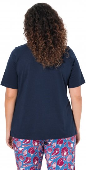 Ulla Popken Shell Picker Club Short Sleeve Graphic Tee Navy - Tiskana majica za žene - 