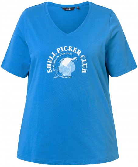Ulla Popken Shell Picker Club Short Sleeve Graphic Tee Teal Blue - ODJEĆA ZA ŽENE 40-66 - 