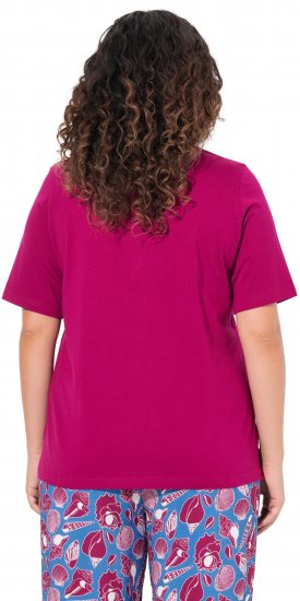 Ulla Popken Shell Picker Club Short Sleeve Graphic Tee Magnolia Red - Tiskana majica za žene - 