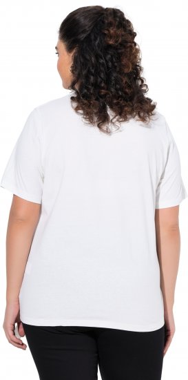 Ulla Popken Flamingo Short Sleeve Graphic Tee Off-White - Tiskana majica za žene - 