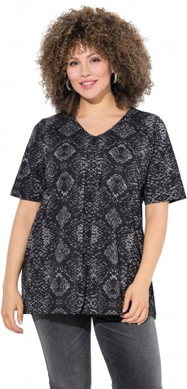 Ulla Popken Snake Print V-Neck Tee Graphite Grey - Tiskana majica za žene - 