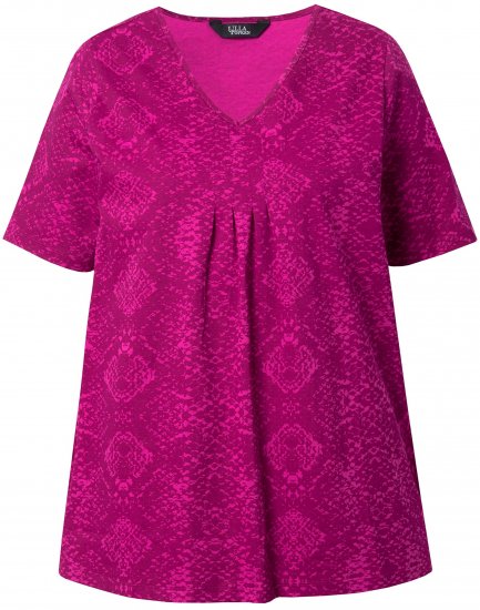 Ulla Popken Snake Print V-Neck Tee Magnolia Red - Tiskana majica za žene - 
