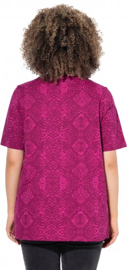 Ulla Popken Snake Print V-Neck Tee Magnolia Red - Tiskana majica za žene - 