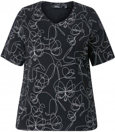 Ulla Popken Abstract Animal Print Short Sleeve Tee Black - Tiskana majica za žene - 