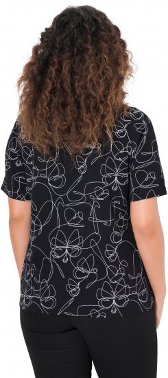 Ulla Popken Abstract Animal Print Short Sleeve Tee Black - Tiskana majica za žene - 