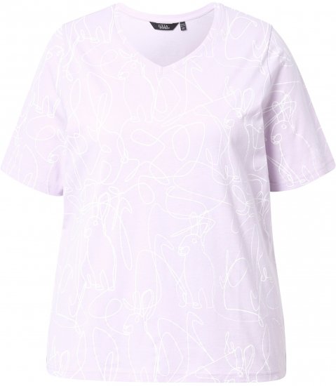 Ulla Popken Abstract Animal Print Short Sleeve Tee Lavender - Tiskana majica za žene - 