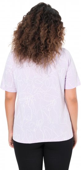Ulla Popken Abstract Animal Print Short Sleeve Tee Lavender - Tiskana majica za žene - 