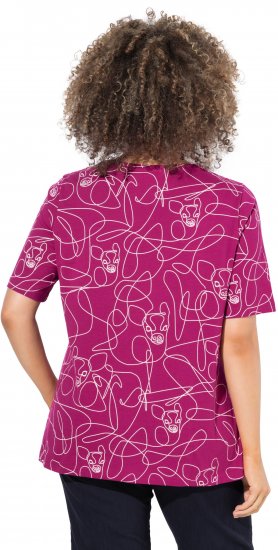 Ulla Popken Abstract Animal Print Short Sleeve Tee Magnolia Red - Tiskana majica za žene - 