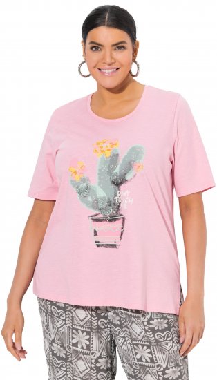 Ulla Popken Cactus Short Sleeve Graphic Tee Pink - Tiskana majica za žene - 